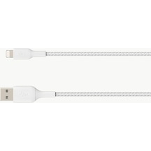 Belkin Örgülü Apple Uyumlu iOS Lightning Hızlı Şarj Ve Data Kablosu 2M Beyaz (433551377)