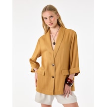 Koton Viskon Kumaş Kapaklı Cep Detaylı Katlamalı 3/4 Kol Blazer Ceket Tarçın 6sak50066pw