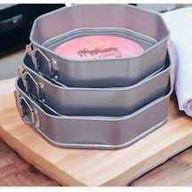 3'lü Sekizgen Kelepçeli Kek Kalıbı Çok Renkli