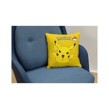 Pikachu Desenli Kare Yastık Kılıfı Sarı