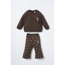 U.S. Polo Assn. Nakışlı Kız Bebek Kahverengi Uzun Kol Pijama Takım Usb3251-c-v2 Usb3251-c-v2 Kahverengi01
