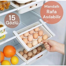 15 Li Yumurta Saklama Kabı Dolap İçi Yumurtalık Mandallı Yumurtalık Plastik Beyaz Diğer