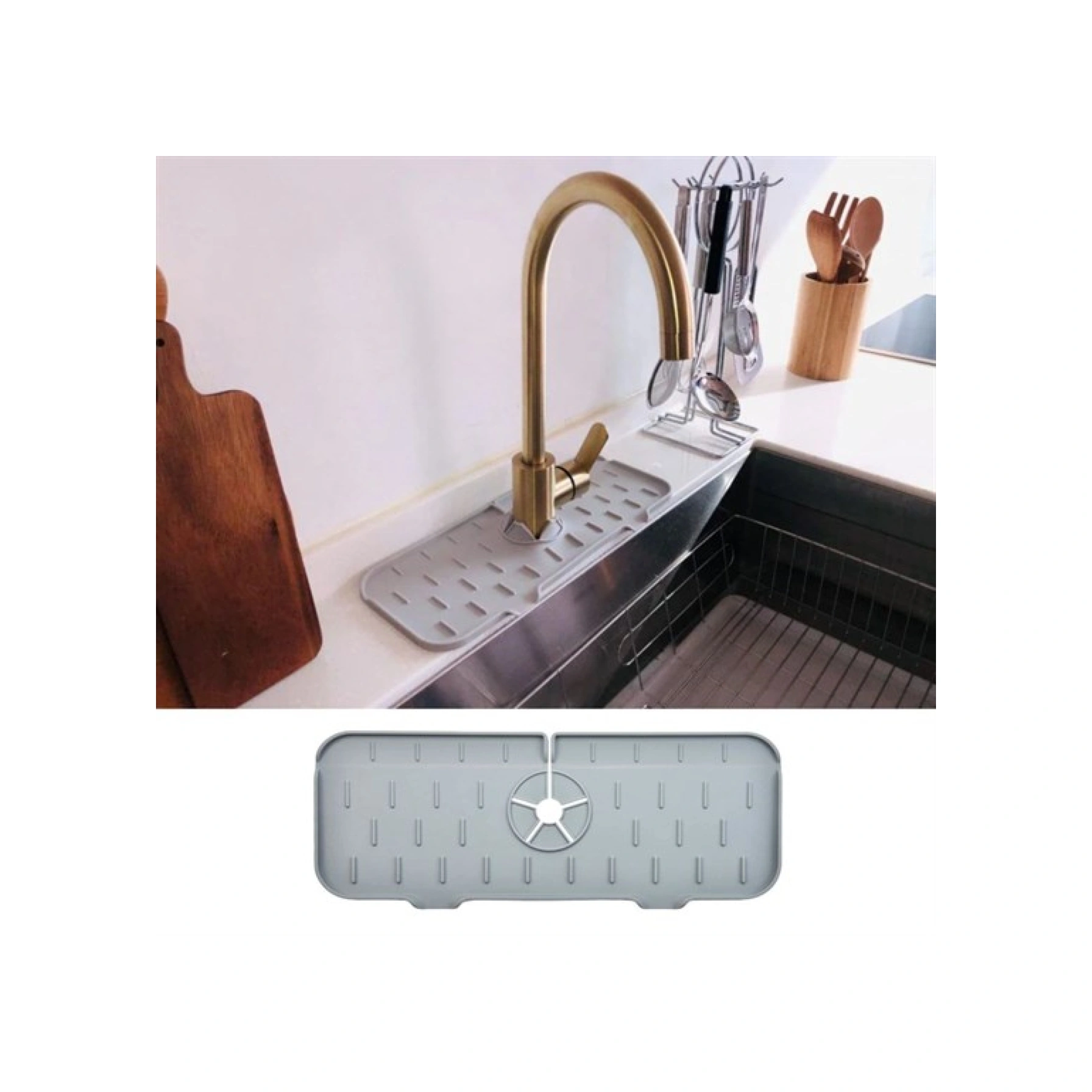 Lavabo İçin Silikon Esnek Mat Musluk Sapı Damlama Tutucu Raf Mutfak Tezgahı Sıçrama Koruma 4915 Çok Renkli