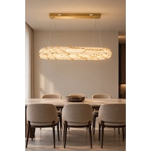 Modern Premıum Sarkıt Avize 3 Renk Led Gold Kasalı Lüks Yemek Masası Salon Avizesi 120w Beyaz