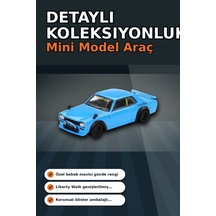 Sert Blisterde 1/64 Ölçekli Nissan Lbworks Hakosuka Baby Blue Diecast Model Araba Bx-313348
