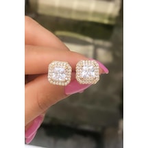 Niki Aksesuar Vip Diamond Kare Küpe Gold