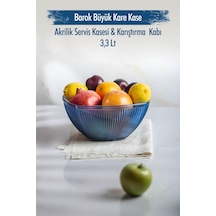 Akrilik Barok Lacivert Büyük Kare Meyve & Salata Kasesi & Karıştırma Kabı / 3,3 Lt Cam Değildir Çok Renkli