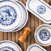 Perotti French Vintage 14 Parça Seramik 6 Kişilik Kahvaltı Takımı Mavi