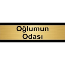 Oğlumun Odası 10x20cm Altın Renk Metal Yönlendirme Levhası