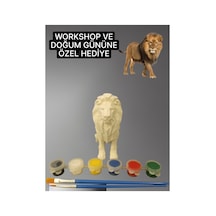 3d Aslan Figür Boyama Seti - Kendin Boya Hobi Ve Etkinlik Seti - Akrilik Boya + 2 Fırça