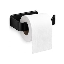 Siyah Lamalı Tuvalet Kağıtlığı, Hem Yapışkanlı Hem Vidalı Montajlı Wc Kağıt Askılığı, Açık Uç Tasarımlı Banyo Tuvalet Kağıdı Tutucu, Mat Siyah Modern Kağıtlık 16.5 x 12.2 x 11.2 CM