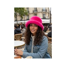 Mollycrush Kadın Fuşya Peluş Bucket Şapka Yumuşak Dokulu Kışlık Fuşya