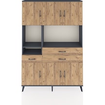 Arges Dolap 9 Raflı 3 Çekmeceli 6 Kapaklı 132x30x195 Antrasit-çam/çam Atlas Çam/atlas Çam