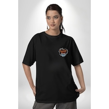 Basketbol Potası Bulutlu Siyah Siyah Oversize Unisex Ön Sol Yan Minimal Baskılı Tişört Koyu Siyah