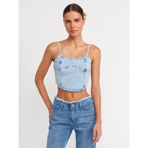 Dilvin Kar Yıkama Denim Top-mavi Mavi