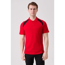 Vancelya Polo Yaka T-shirt Nefes Alabilir, Şık Ve Rahat, Günlük Ve İş Kullanımı İçin Erkek Tişört Kırmızı-siyah