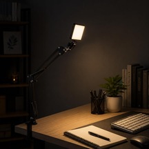 Led Aydınlatma Hareketli Masa Işık Tutacağı Youtuber-twitch Yayıncı Standı, Görüntülü Arama, Masaya Sabitletleme Hareketli Tutucu Stand S01 Set