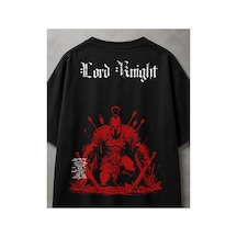 Yolo Street Lord Knight Oversize Siyah Tişört Kırmızı Şövalye Baskılı Unisex Streetwear %100 Pamuk Siyahg1gg