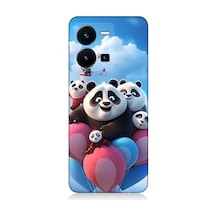 Vivo Y35 Uyumlu Sevimli Pana Ailesi Uçan Balon Desenli Silikon Kılıf