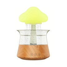 Motion003 Ahşap Tahıl Rengi Yağmur Bulutu Aromaterapi Esansiyel Yağı Zen Difüzörü Gece Lambası Masa Çeşmesi Uyku Rahatlatıcı