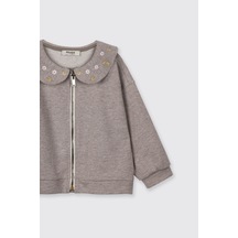 Panço Kız Çocuk Fermuarlı Sweatshirt Kahve