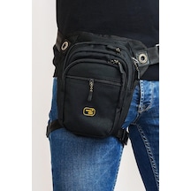 Çok Gözlü Su Geçirmez Unisex Siyah Bel Bacak Omuz Motosiklet Kurye Çantası Bodybag 4962