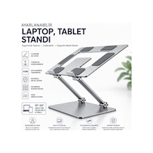 Schitec Metal Ayarlanabilir Laptop,tablet,Macbook Uyumlu,matebook Yükseltici Katlanabilir Stand Tutucu Gri