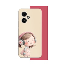Honor 400 Uyumlu Pembe Kulaklıklı Kız.jpeg Baskılı Silikon Kılıf Renkli