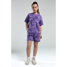 Kappa 362415 Kız Çocuk Tie-dye Şort Bermuda Pijama Takım Lila