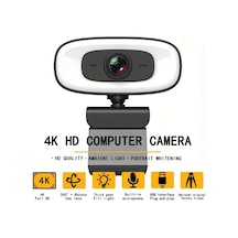Xuweiwei 4k Hd Usb Computer Camera Mikrofonlu Dolgu Işığı Ve Ayarlanabilir Montaj İle Video Konferans