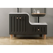 Denko Ada 120 Cm Antrasit Banyo Dolabı Alt Modül Lavabo Antrasit