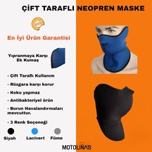 Motosiklet Bisiklet Neopren Maske Çift Taraflı Siyah Ekstra Çevre Kumaş Siyah
