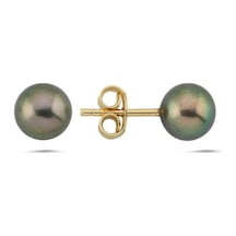 6,5 Mm Siyah İnci Küpe Gold