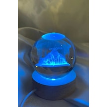 3d Led Işık Gecelambası Cam Küre Çok Renk Günışığı Ahşap Ayasofya Cami Gece Lambası 6 Cm