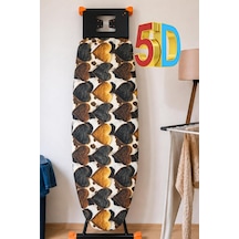 5d Özel Kumaş Keçeli Ütü Masası Kılıfı Masaya Göre Ayarlanabilir İpli Stoperli 55x140cm Tüylü Kalp Çok Renkli