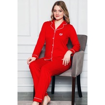 Alimer Kadın Kırmızı Uzun Kollu Likralı Pijama Takım Edy2577ukl-k Kırmızı