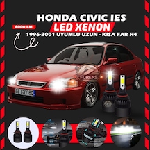 Honda Civic İes 1996-2001 Uzun-kısa Far Uyumlu Şimşek Etkili Led Xenon Lightseries H4