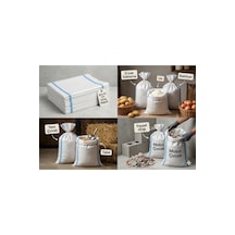 Beyaz Sentetik Çuval 50x70 Cm Çift Çizgili Erzak Un Yem Moloz Çuvalı 10'lu Paket