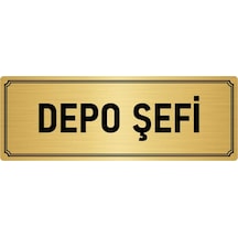 Metal Yönlendirme Levhası, Departman Kapı İsimliği Depo Şefi 7x20 cm Altın Renk