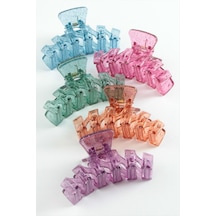 Zikzak Şeffaf Renkli Mandal Toka 8 Cm Pembe