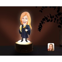 Kişiye Özel Kadın Hakim Karikatürlü Dekoratif 3D Biblo Led Işıklı