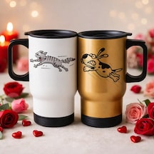 Bk Gift Sevgili Çift Tasarımlı 2li Kulplu Beyaz&gold Çelik Termos Mug 450 Ml -33, Sevgiliye Hediye, Sevgililer Günü Hediyesi Kobitmeyencom36234 Bk Gif