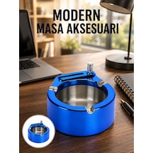 Mey İthalat Metal Küllük Ve Çakmak Seti Yuvarlak Modern Tasarım Yeni Nesil