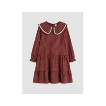 LC Waikiki Alıta Cıty Farkıyla Lcw Kids Yeşil Gabardin Ekose Kız Çocuk Elbise Yesil - 930599416 Yesil