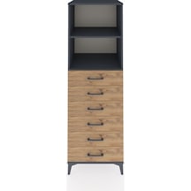 Kronos Dolap 2 Raflı 6 Çekmeceli 60x59x182 Antrasit-çam Antrasit