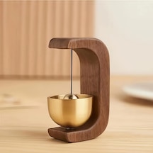 Masif Ahşap Ve Pirinç Kapı Zili Rüzgar Çanı Manyetik Yapıştırıcılı/cam Kapı Uyumlu Mini Standart