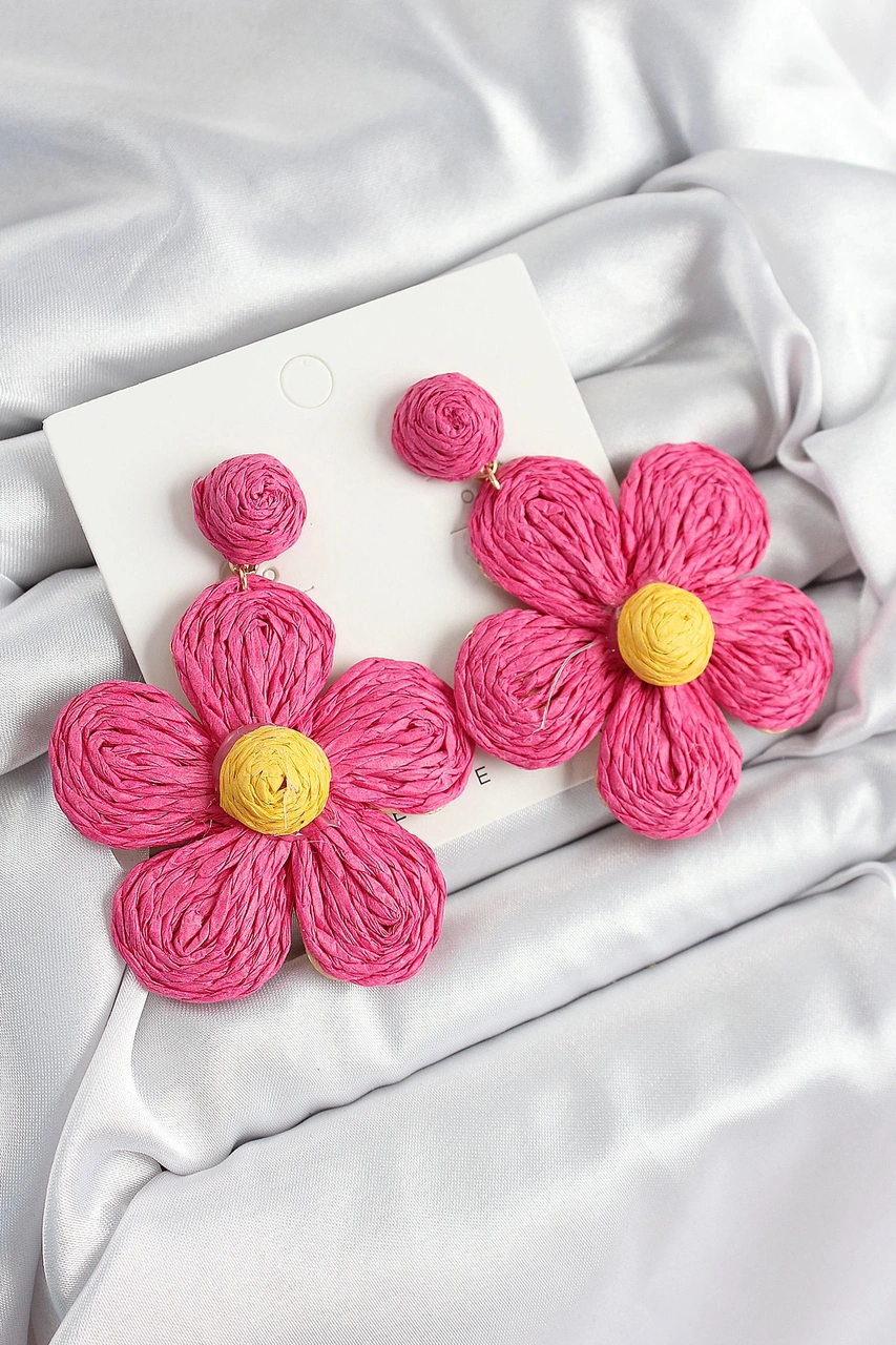 Dodes Dodes Pirinç Pembe Papatya Model Gold Renk Kadın Hasır Küpe Tg27bkp10897 Çok Renkli