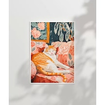Çerçevesiz Poster Kedinin Gün Batımı Keyfi