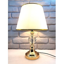 Gold Kaplama Büyük Kristal Taşlı Metal Ayak Beyaz Gold Şeritli Ku Gold