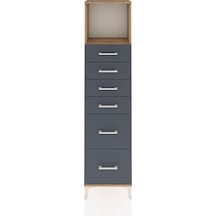 Arges Dolap Tek Raflı 6 Çekmeceli 44x30x182 Çam-antrasit Çam